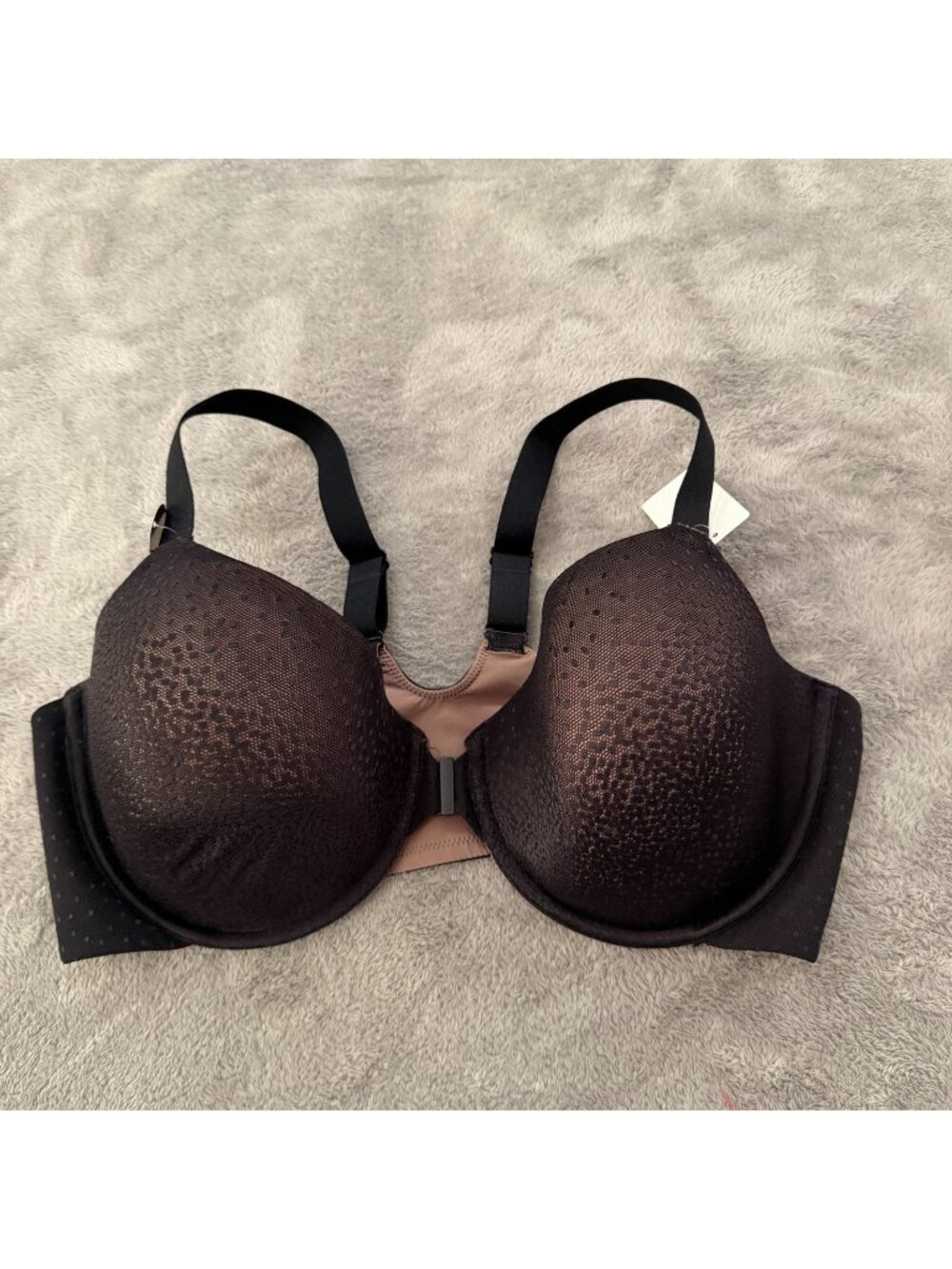 NWT Wacoal Back Appeal Smoothing Front Closure Underwire Bra Black Womens 42DD